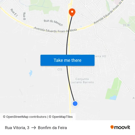 Rua Vitoria, 3 to Bonfim da Feira map