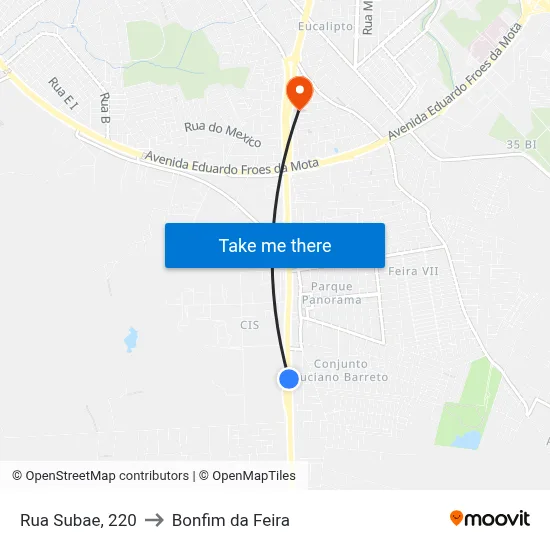 Rua Subae, 220 to Bonfim da Feira map