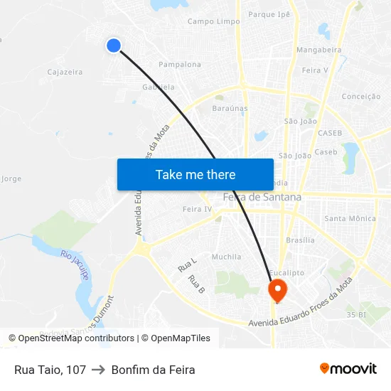 Rua Taio, 107 to Bonfim da Feira map