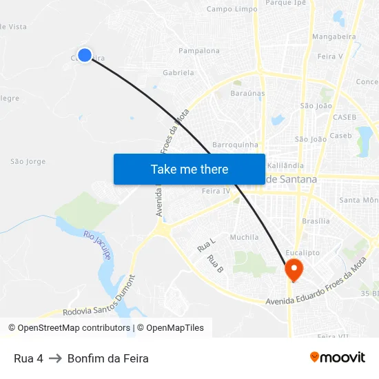 Rua 4 to Bonfim da Feira map