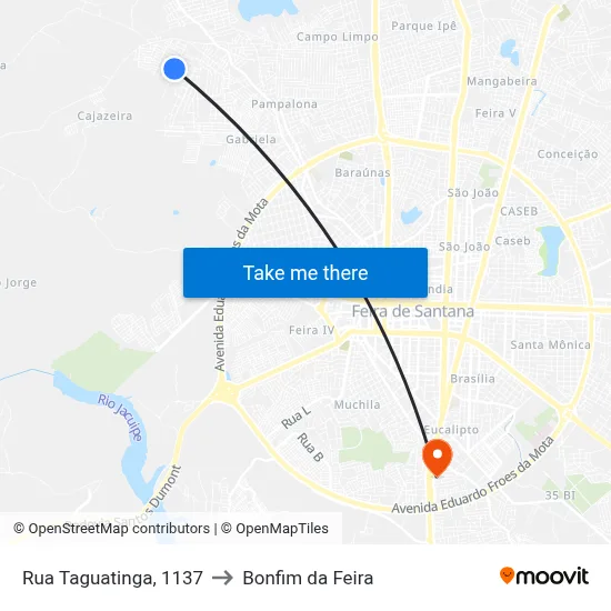 Rua Taguatinga, 1137 to Bonfim da Feira map