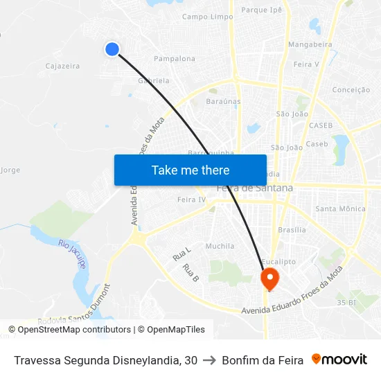 Travessa Segunda Disneylandia, 30 to Bonfim da Feira map