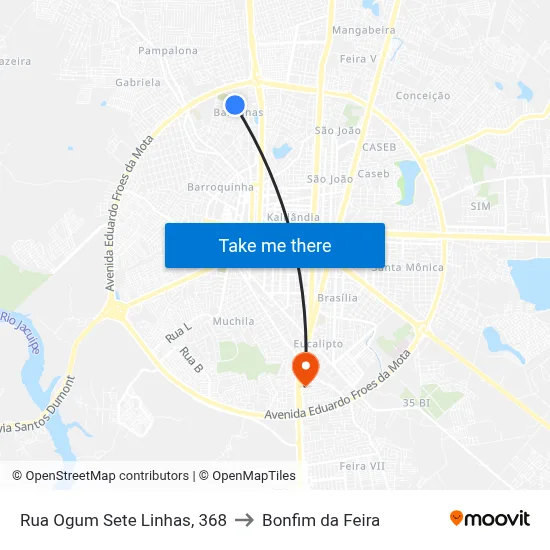 Rua Ogum Sete Linhas, 368 to Bonfim da Feira map