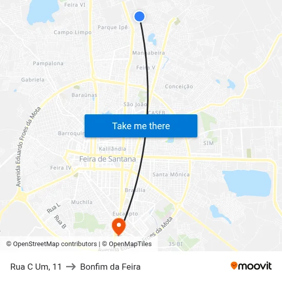 Rua C Um, 11 to Bonfim da Feira map