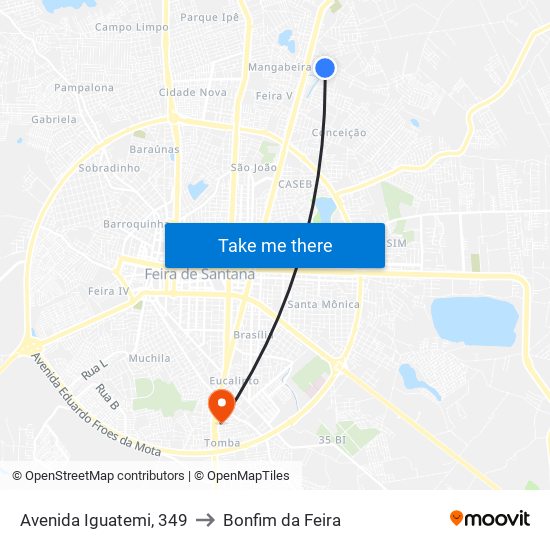 Avenida Iguatemi, 349 to Bonfim da Feira map