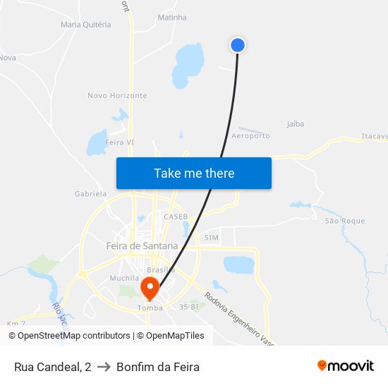 Rua Candeal, 2 to Bonfim da Feira map