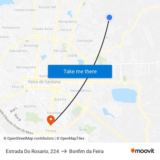 Estrada Do Rosario, 224 to Bonfim da Feira map