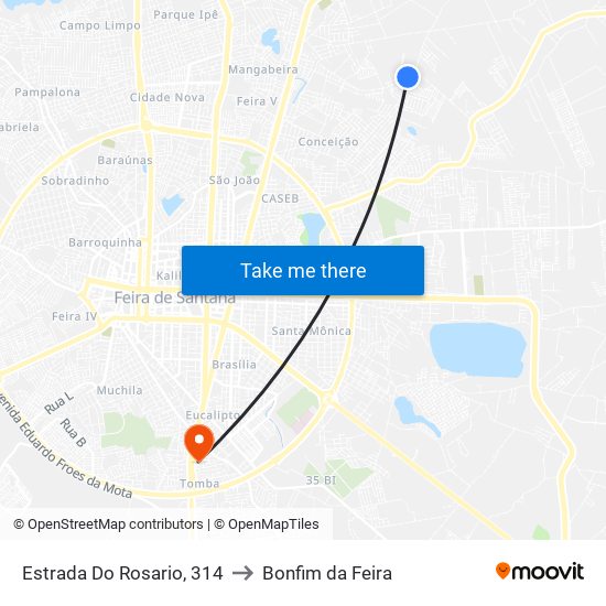 Estrada Do Rosario, 314 to Bonfim da Feira map