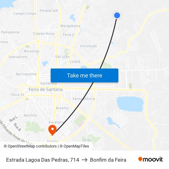 Estrada Lagoa Das Pedras, 714 to Bonfim da Feira map