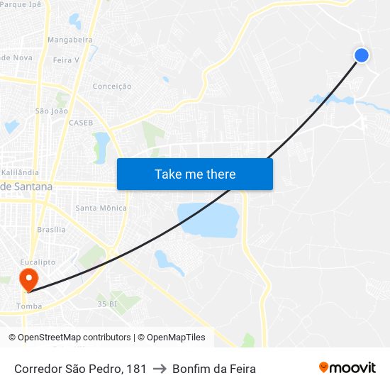 Corredor São Pedro, 181 to Bonfim da Feira map