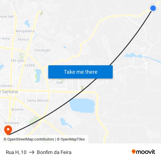 Rua H, 10 to Bonfim da Feira map