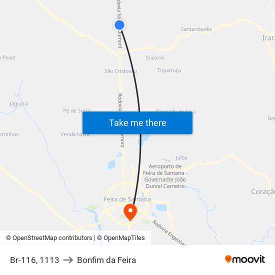 Br-116, 1113 to Bonfim da Feira map