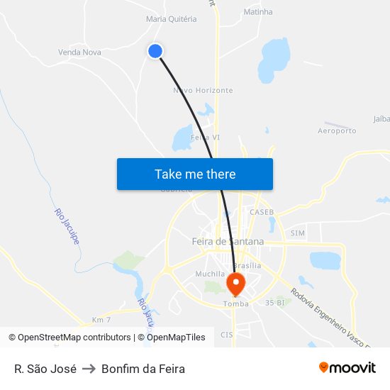 R. São José to Bonfim da Feira map