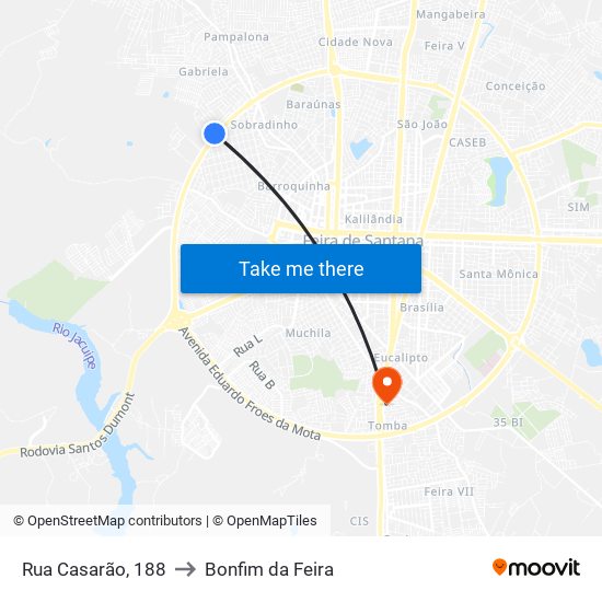 Rua Casarão, 188 to Bonfim da Feira map