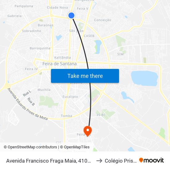 Avenida Francisco Fraga Maia, 4101-4119 to Colégio Prisma map