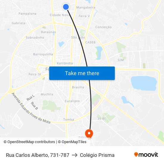 Rua Carlos Alberto, 731-787 to Colégio Prisma map