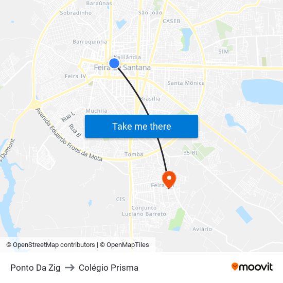 Ponto Da Zig to Colégio Prisma map
