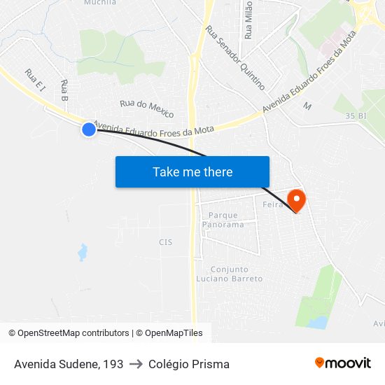 Avenida Sudene, 193 to Colégio Prisma map