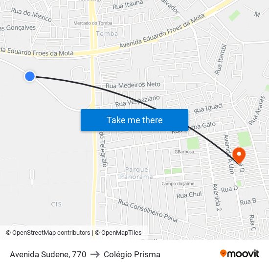 Avenida Sudene, 770 to Colégio Prisma map