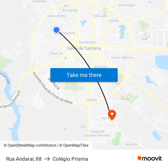 Rua Andaraí, 88 to Colégio Prisma map