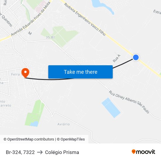 Br-324, 7322 to Colégio Prisma map