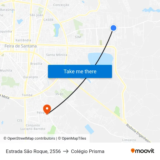 Estrada São Roque, 2556 to Colégio Prisma map