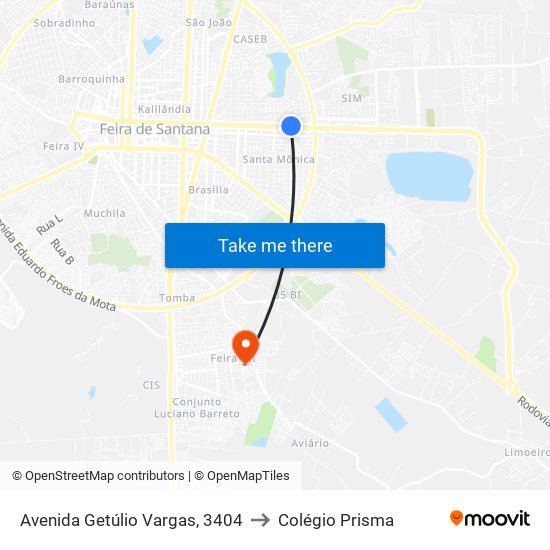Avenida Getúlio Vargas, 3404 to Colégio Prisma map