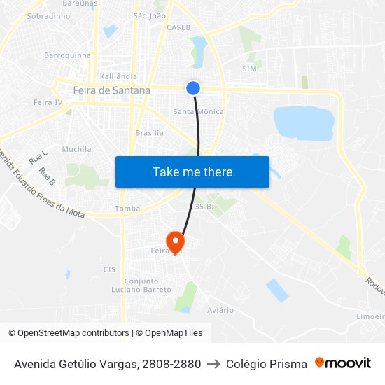 Avenida Getúlio Vargas, 2808-2880 to Colégio Prisma map