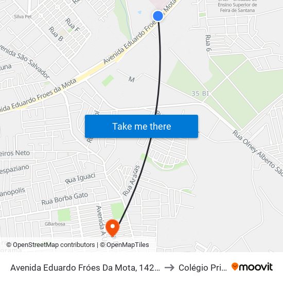 Avenida Eduardo Fróes Da Mota, 14238-14402 to Colégio Prisma map