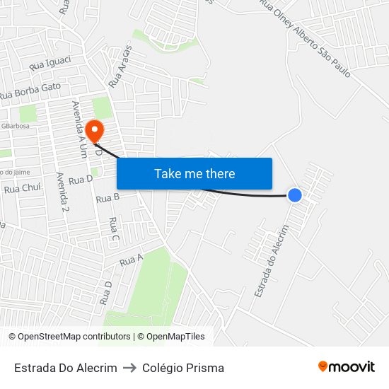 Estrada Do Alecrim to Colégio Prisma map