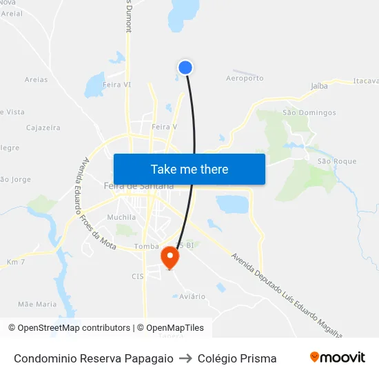 Condominio Reserva Papagaio to Colégio Prisma map