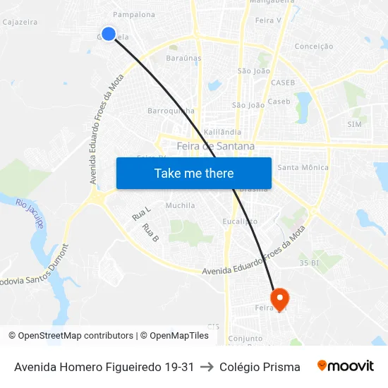 Avenida Homero Figueiredo 19-31 to Colégio Prisma map