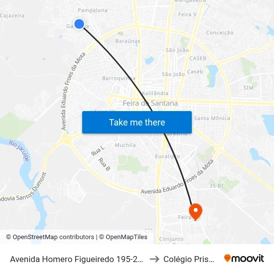 Avenida Homero Figueiredo 195-231 to Colégio Prisma map