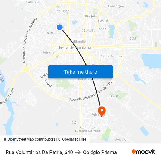 Rua Voluntários Da Pátria, 640 to Colégio Prisma map