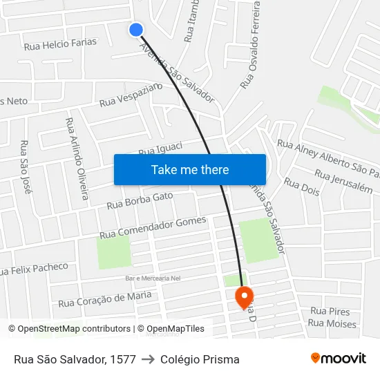 Rua São Salvador, 1577 to Colégio Prisma map