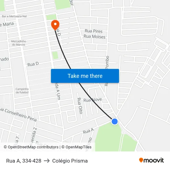 Rua A, 334-428 to Colégio Prisma map