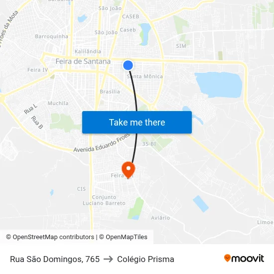 Rua São Domingos, 765 to Colégio Prisma map