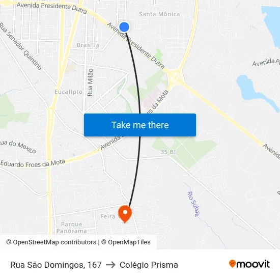 Rua São Domingos, 167 to Colégio Prisma map