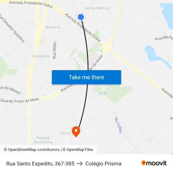 Rua Santo Expedito, 367-385 to Colégio Prisma map