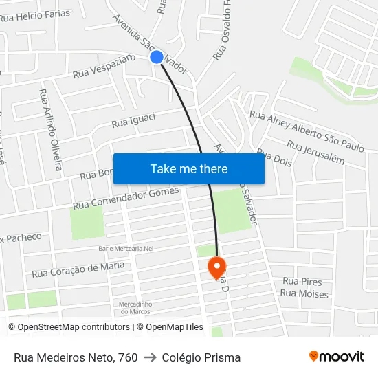 Rua Medeiros Neto, 760 to Colégio Prisma map