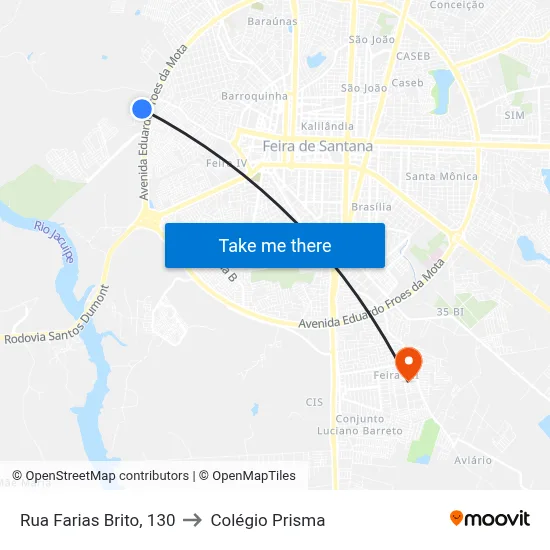 Rua Farias Brito, 130 to Colégio Prisma map