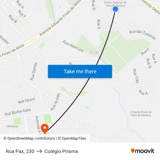 Rua Pax, 230 to Colégio Prisma map