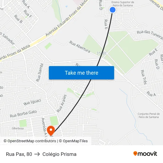 Rua Pax, 80 to Colégio Prisma map