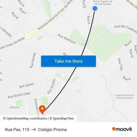 Rua Pax, 115 to Colégio Prisma map