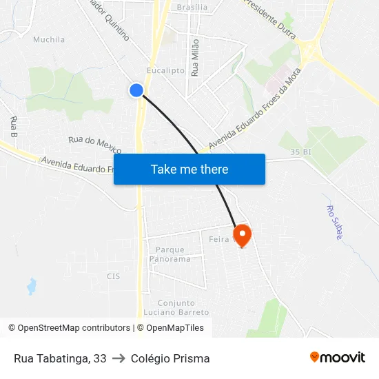Rua Tabatinga, 33 to Colégio Prisma map