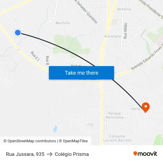 Rua Jussara, 935 to Colégio Prisma map