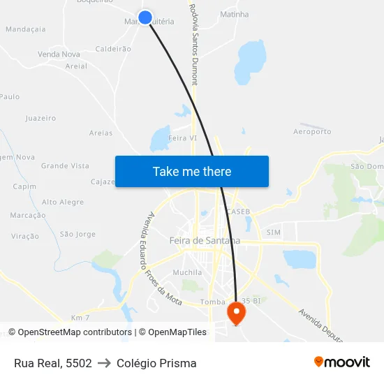 Rua Real, 5502 to Colégio Prisma map
