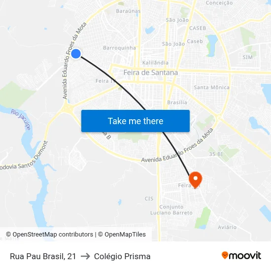 Rua Pau Brasil, 21 to Colégio Prisma map