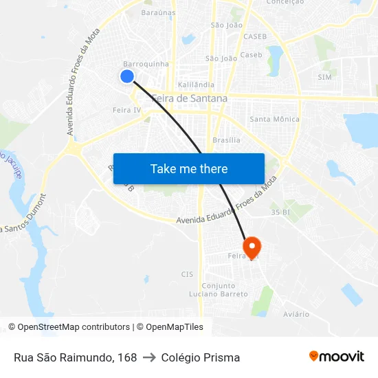 Rua São Raimundo, 168 to Colégio Prisma map
