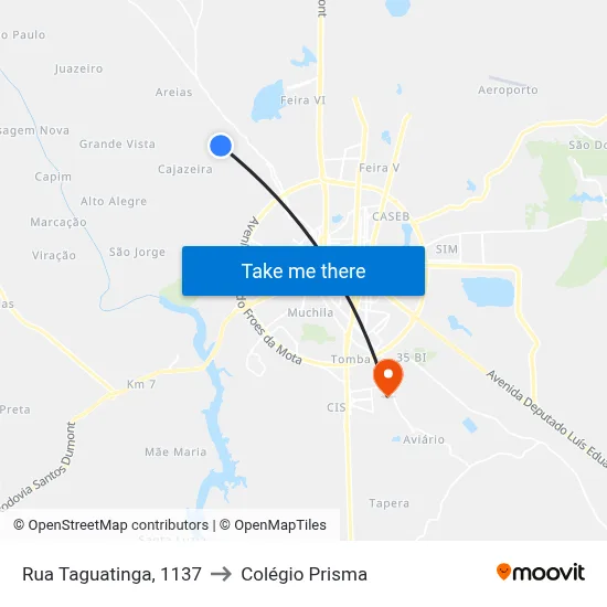 Rua Taguatinga, 1137 to Colégio Prisma map